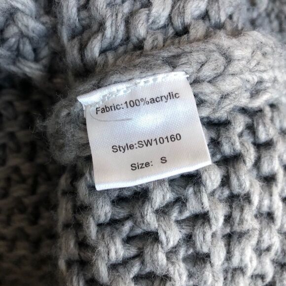 Elan Chunky Knit Cropped Vneck Sweater Grey S - Picture 8 of 9